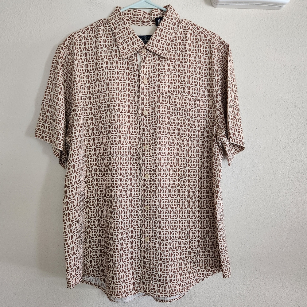 Nat Nast Mens Silk Short Sleeve Button Up Shirt Size Medium American Fit
